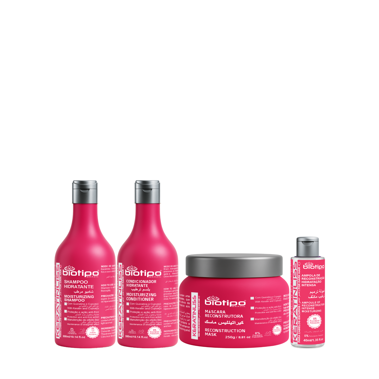 Kit Manutenção Keratinliss - Cabelos Escuros 04 Produtos